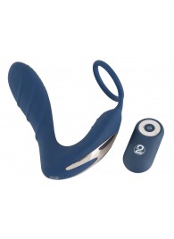 Синий вибростимулятор простаты с кольцом - 14,5 см. - Orion - в Находке купить с доставкой