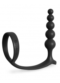 Черная анальная цепочка с эрекционным кольцом Ass-gasm Cockring Anal Beads - Pipedream - в Находке купить с доставкой