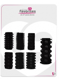 Набор из 7 черных насадок PENIS SLEEVES SET - Dream Toys - в Находке купить с доставкой