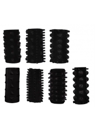 Набор из 7 черных насадок PENIS SLEEVES SET - Dream Toys - в Находке купить с доставкой