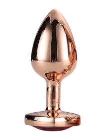 Золотистая анальная втулка с кристаллом-сердечком розового цвета - 7,1 см. - Dream Toys - купить с доставкой в Находке