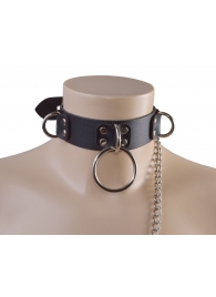 Черный кожаный ошейник Big Ring - Sitabella - купить с доставкой в Находке