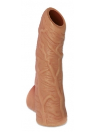 Телесная открытая насадка-реалистик с подхватом мошонки Nude Sleeve L - 14 см. - KOKOS - в Находке купить с доставкой