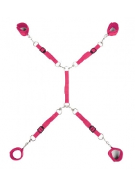 Ярко-розовый набор фиксаций на кровати Classic Bed Spreader - Lux Fetish - купить с доставкой в Находке