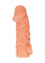 Телесная закрытая насадка с венками Cock Sleeve Size M - 15,6 см. - KOKOS - в Находке купить с доставкой