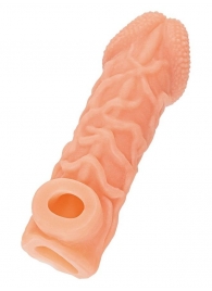 Телесная закрытая насадка с венками Cock Sleeve Size M - 15,6 см. - KOKOS - в Находке купить с доставкой