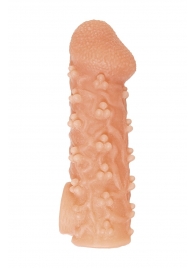 Телесная закрытая насадка с пучками шишечек Cock Sleeve Size L - 17,6 см. - KOKOS - в Находке купить с доставкой