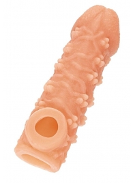 Телесная закрытая насадка с пучками шишечек Cock Sleeve Size L - 17,6 см. - KOKOS - в Находке купить с доставкой