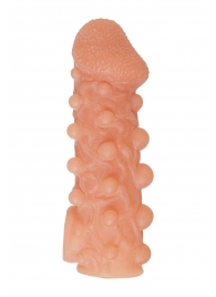 Телесная закрытая насадка с шариками Cock Sleeve Size M - 15,6 см. - KOKOS - в Находке купить с доставкой