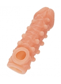 Телесная закрытая насадка с шариками Cock Sleeve Size M - 15,6 см. - KOKOS - в Находке купить с доставкой