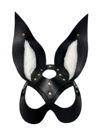 Черная маска зайки с белым мехом на ушках Miss Bunny - БДСМ Арсенал - купить с доставкой в Находке