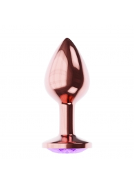 Пробка цвета розового золота с фиолетовым кристаллом Diamond Amethyst Shine L - 8,3 см. - Lola Games - купить с доставкой в Находке