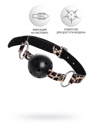Черный кляп-шар на леопардовых ремешках Anonymo - ToyFa - купить с доставкой в Находке
