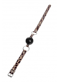 Черный кляп-шар на леопардовых ремешках Anonymo - ToyFa - купить с доставкой в Находке