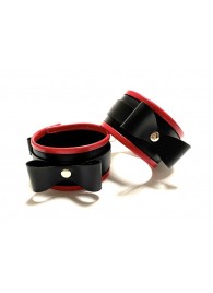 Черно-красные наручники с бантиками из эко-кожи - БДСМ Арсенал - купить с доставкой в Находке