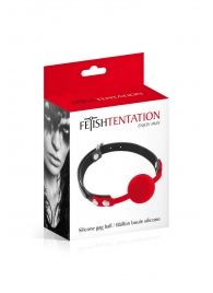Красный кляп-шарик на черных ремешках - Fetish Tentation - купить с доставкой в Находке