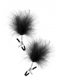 Зажимы на соски с черными пуховыми кисточками Sweet Caress Feather Nipple Clumps - Sweet Caress - купить с доставкой в Находке