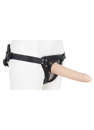 Пустотелый страпон Harness CLASSIC с бандажом - 19,5 см. - LOVETOY (А-Полимер) - купить с доставкой в Находке