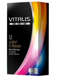 Цветные ароматизированные презервативы VITALIS PREMIUM color   flavor - 12 шт. - Vitalis - купить с доставкой в Находке