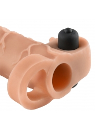 Телесная вибронасадка с кольцом Vibrating Real Feel 2 Extension - 16 см. - Pipedream - в Находке купить с доставкой