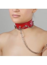 Красный ошейник из натуральной кожи - Sitabella - купить с доставкой в Находке