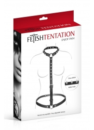 Черная упряжь на тело с шипами на ошейнике - Fetish Tentation - купить с доставкой в Находке