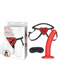 Красный поясной фаллоимитатор Red Heart Strap on Harness   5in Dildo Set - 12,25 см. - Lux Fetish - купить с доставкой в Находке