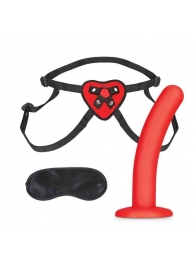 Красный поясной фаллоимитатор Red Heart Strap on Harness   5in Dildo Set - 12,25 см. - Lux Fetish - купить с доставкой в Находке