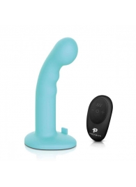 Голубая изогнутая насадка 6in Remote Control Ripple P-Spot G-Spot на черных трусиках - 16 см. - Pegasus - купить с доставкой в Находке