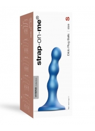 Голубая насадка Strap-On-Me Dildo Plug Balls size S - Strap-on-me - купить с доставкой в Находке