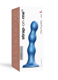 Голубая насадка Strap-On-Me Dildo Plug Balls size L - Strap-on-me - купить с доставкой в Находке