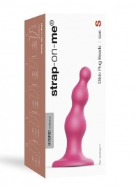 Розовая насадка Strap-On-Me Dildo Plug Beads size S - Strap-on-me - купить с доставкой в Находке
