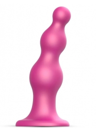 Розовая насадка Strap-On-Me Dildo Plug Beads size L - Strap-on-me - купить с доставкой в Находке