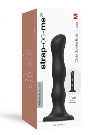 Черная насадка Strap-On-Me Dildo Geisha Balls size M - Strap-on-me - купить с доставкой в Находке