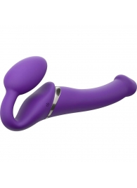 Фиолетовый безремневой вибрострапон Vibrating Bendable Strap-On - size L - Strap-on-me - купить с доставкой в Находке