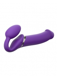 Фиолетовый безремневой вибрострапон Silicone Bendable Strap-On - size XL - Strap-on-me - купить с доставкой в Находке
