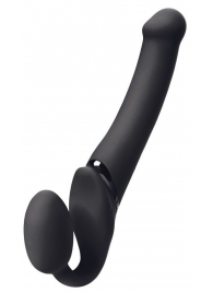 Черный безремневой вибрострапон Silicone Bendable Strap-On - size XL - Strap-on-me - купить с доставкой в Находке
