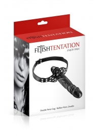 Черный кляп-фаллоимитатор Double Penis Gag - Fetish Tentation - купить с доставкой в Находке
