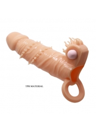 Телесная удлиняющая вибронасадка Penis Sleeve Connor - 17 см. - Baile - в Находке купить с доставкой