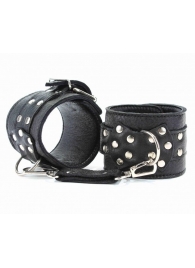 Чёрные кожаные оковы с клепками - БДСМ Арсенал - купить с доставкой в Находке