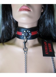 Металлический поводок с кожаной ручкой - БДСМ Арсенал - купить с доставкой в Находке