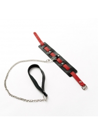 Черный ошейник с красным ремешком и поводком - Crazy Handmade - купить с доставкой в Находке