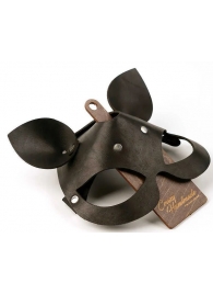 Черная кожаная маска  Кошка  с маленькими ушками - Crazy Handmade - купить с доставкой в Находке