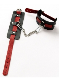 Черные оковы с красным декором и заклепками - Crazy Handmade - купить с доставкой в Находке