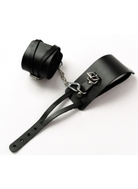 Черные кожаные оковы с креплением в виде веревочек - Crazy Handmade - купить с доставкой в Находке