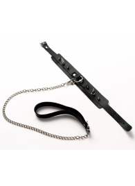 Черный ошейник с шипами и поводком - Crazy Handmade - купить с доставкой в Находке