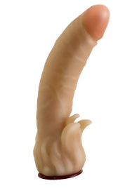 Телесная гелевая насадка-фаллос с клиторальными лепестками - 18,5 см. - LOVETOY (А-Полимер) - купить с доставкой в Находке