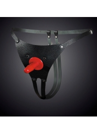 Чёрные кожаные универсальные трусики со штырьком для насадок - Sitabella - купить с доставкой в Находке