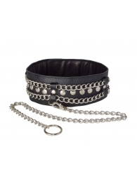 Чёрный ошейник с цепочками и поводком - Sitabella - купить с доставкой в Находке
