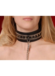 Чёрный ошейник с цепочками и поводком - Sitabella - купить с доставкой в Находке